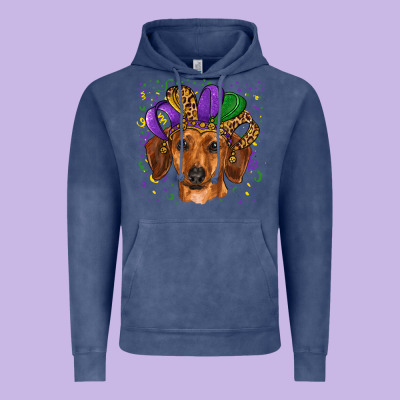 Vintage Hoodie mardi gras hat dachshund