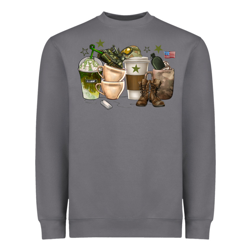 Coffee Cups Army Heavyweight Sweatshirt by texasbilliewilder | Teevron
