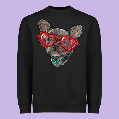 Heavyweight Sweatshirt french bulldog with love glasses