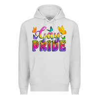 Dove Grey Gay Pride With Butterfly Premium Hoodie - BundleAndBundleShop