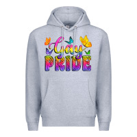 Heather Grey Gay Pride With Butterfly Premium Hoodie - BundleAndBundleShop
