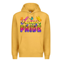 Mustard Gay Pride With Butterfly Premium Hoodie - BundleAndBundleShop
