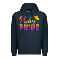 Navy Gay Pride With Butterfly Premium Hoodie - BundleAndBundleShop