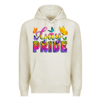 Oatmeal Heather Gay Pride With Butterfly Premium Hoodie - BundleAndBundleShop