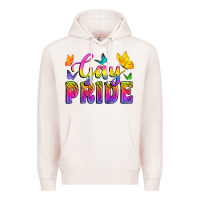 Pale Pink Gay Pride With Butterfly Premium Hoodie - BundleAndBundleShop