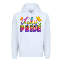 White Gay Pride With Butterfly Premium Hoodie - BundleAndBundleShop