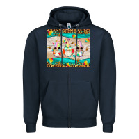 Navy summer gnomes Zipper Hoodie - Artiststas