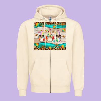 Summer Gnomes Zipper Hoodie Designed By Artiststas