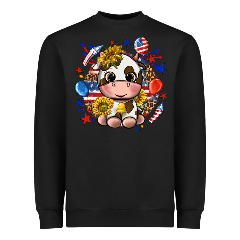 Cute Cow Fourth Of July Heavyweight Sweatshirt by texasbilliewilder | Teevron