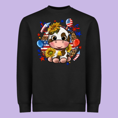 Heavyweight Sweatshirt cute cow fourth of july
