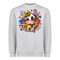 Heather Grey cute cow fourth of july Heavyweight Sweatshirt - texasbilliewilder