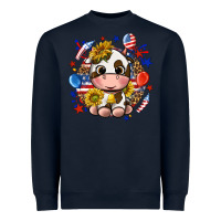 Navy cute cow fourth of july Heavyweight Sweatshirt - texasbilliewilder
