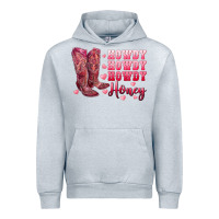 Heather Grey howdy howdy howdy honey with cowgirl boots Urban Hoodie - RanaPortraitStore