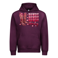 Mauve Wine howdy howdy howdy honey with cowgirl boots Urban Hoodie - RanaPortraitStore