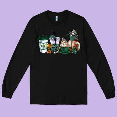 Hunter Green Hockey Coffee Cups Long Sleeve Tee Designed By Adodesignshop