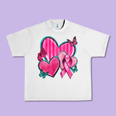Breast Cancer Hearts Urban Heavy Tee Designed By Texasbilliewilder