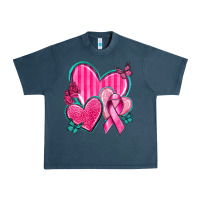 Midnight Navy Breast Cancer Hearts Urban Heavy Tee - texasbilliewilder