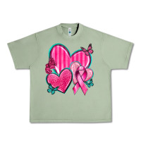 Oil Green Breast Cancer Hearts Urban Heavy Tee - texasbilliewilder