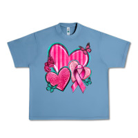 Pebble Blue Breast Cancer Hearts Urban Heavy Tee - texasbilliewilder