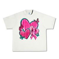 Pistachio Breast Cancer Hearts Urban Heavy Tee - texasbilliewilder