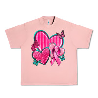 Salmon Breast Cancer Hearts Urban Heavy Tee - texasbilliewilder