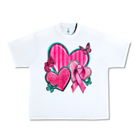 White Breast Cancer Hearts Urban Heavy Tee - texasbilliewilder