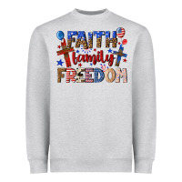Heather Grey faith family freedom Heavyweight Sweatshirt - texasbilliewilder