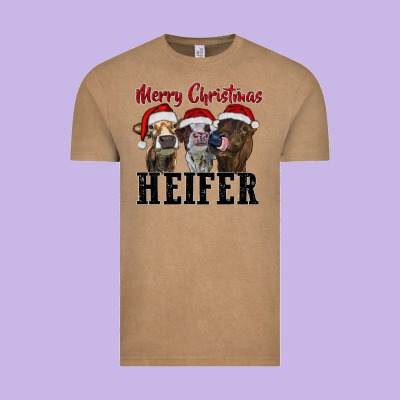 Merry Christmas Heifer Vintage Tee Designed By Ranaportraitstore
