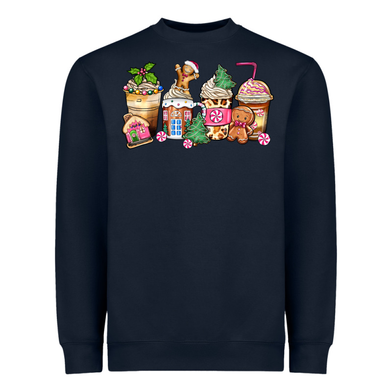 Pink Gingerbread Coffee Cups Heavyweight Sweatshirt by Zillion Design Studio | Teevron