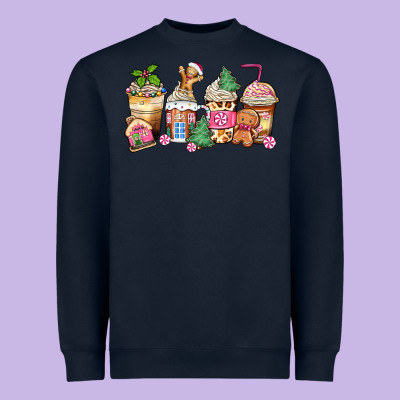 Pink Gingerbread Coffee Cups Heavyweight Sweatshirt Designed By Zillion Design Studio
