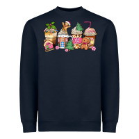 Navy pink gingerbread coffee cups Heavyweight Sweatshirt - Zillion Design Studio