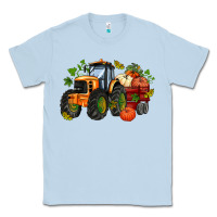Dusty Blue fall tractor with pumpkin Classic Tee - AdoDesignShop
