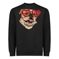 Black english bulldog with love glass Heavyweight Sweatshirt - RanaPortraitStore