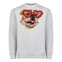 Heather Grey english bulldog with love glass Heavyweight Sweatshirt - RanaPortraitStore