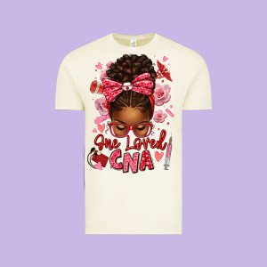 One Loved Cna Afro Messy Bun Vintage Tee Designed By Texasbilliewilder