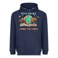 Navy book lover Heavyweight Hoodie - MaliasSmallBusiness