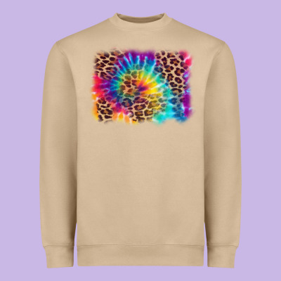Leopard Tie Dye Background Heavyweight Sweatshirt Designed By Zillion Design Studio