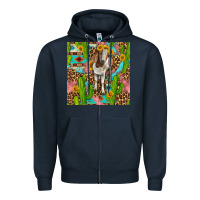 Navy western boer goat seamless pattern Zipper Hoodie - BundleAndBundleShop