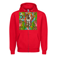 Red western boer goat seamless pattern Zipper Hoodie - BundleAndBundleShop