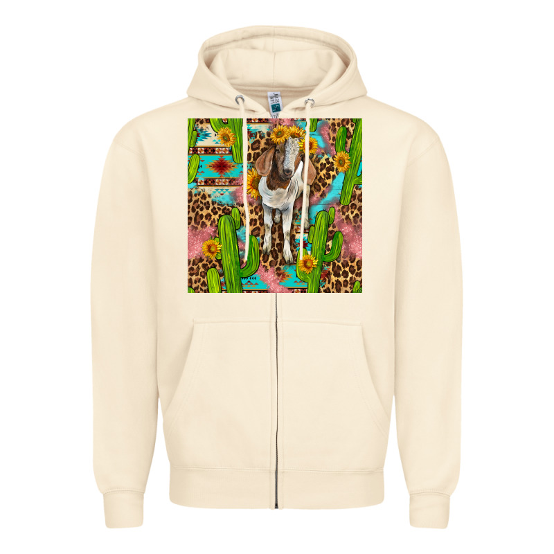 Western Boer Goat Seamless Pattern Zipper Hoodie by BundleAndBundleShop | Teevron