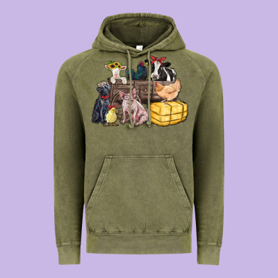 Farm Animals Wagon Vintage Hoodie Designed By Zillion Design Studio