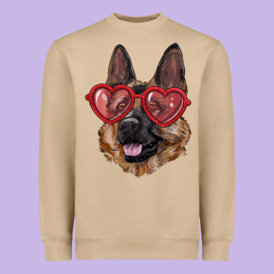 Heavyweight Sweatshirt german shepherd with love glasses
