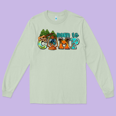 Born To Camp With Guitar Long Sleeve Tee Designed By Adodesignshop