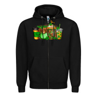 Black longhaired cow st patricks coffee Zipper Hoodie - Jasminsmagicworld
