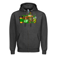 Charcoal Heather longhaired cow st patricks coffee Zipper Hoodie - Jasminsmagicworld