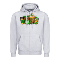 Heather Grey longhaired cow st patricks coffee Zipper Hoodie - Jasminsmagicworld