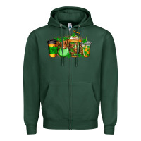 Sports Green longhaired cow st patricks coffee Zipper Hoodie - Jasminsmagicworld