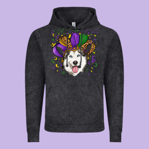 Mardi Gras Hat Husky Vintage Hoodie Designed By Ranaportraitstore