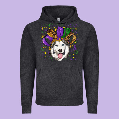 Vintage Hoodie Mardi gras hat husky
