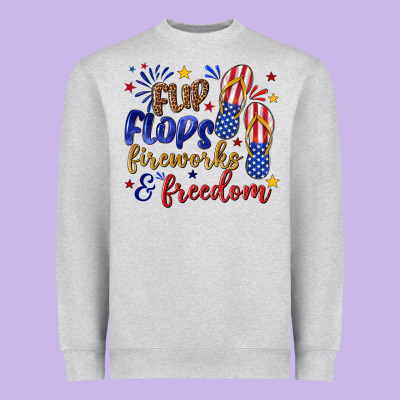 Heavyweight Sweatshirt flip flops fireworks and freedom